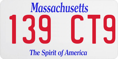 MA license plate 139CT9