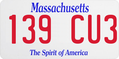 MA license plate 139CU3