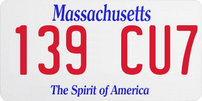 MA license plate 139CU7