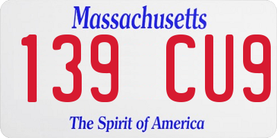 MA license plate 139CU9