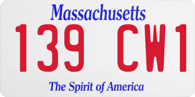MA license plate 139CW1
