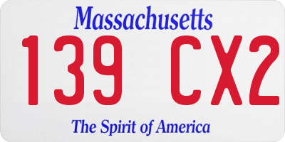 MA license plate 139CX2