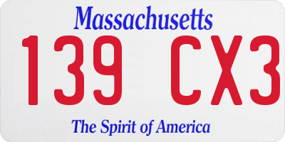 MA license plate 139CX3