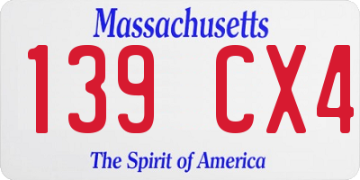 MA license plate 139CX4