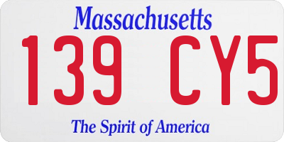 MA license plate 139CY5