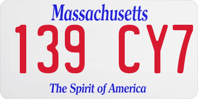 MA license plate 139CY7
