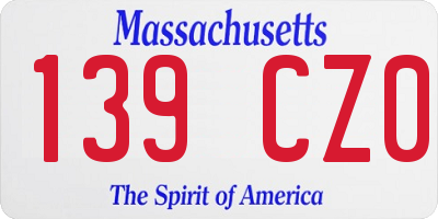 MA license plate 139CZ0