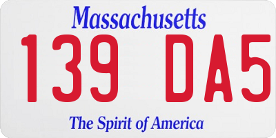 MA license plate 139DA5