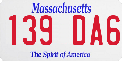 MA license plate 139DA6
