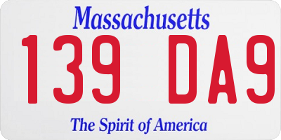 MA license plate 139DA9