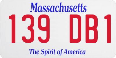 MA license plate 139DB1