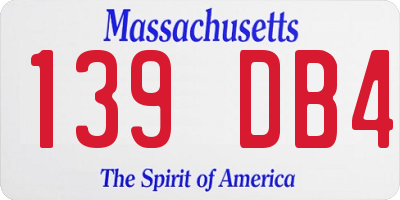 MA license plate 139DB4