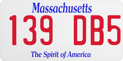 MA license plate 139DB5