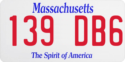 MA license plate 139DB6