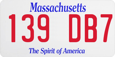 MA license plate 139DB7