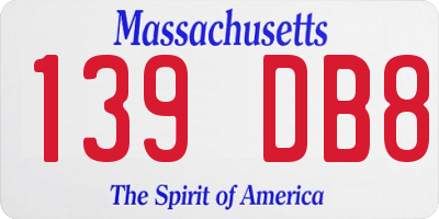 MA license plate 139DB8