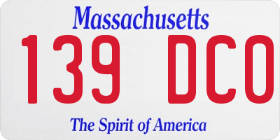 MA license plate 139DC0