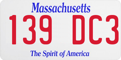 MA license plate 139DC3