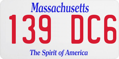 MA license plate 139DC6