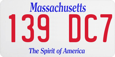 MA license plate 139DC7