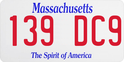 MA license plate 139DC9