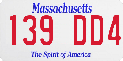 MA license plate 139DD4