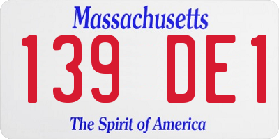 MA license plate 139DE1