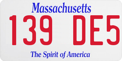 MA license plate 139DE5