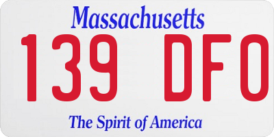 MA license plate 139DF0