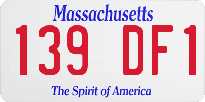 MA license plate 139DF1