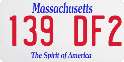 MA license plate 139DF2