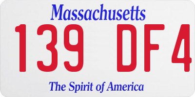 MA license plate 139DF4