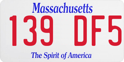 MA license plate 139DF5