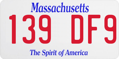 MA license plate 139DF9