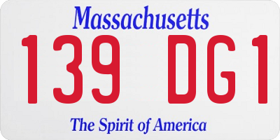 MA license plate 139DG1