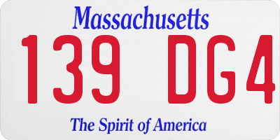 MA license plate 139DG4