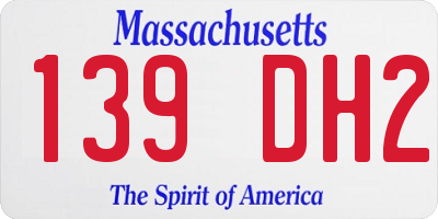 MA license plate 139DH2