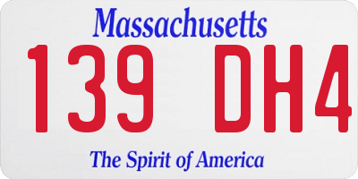 MA license plate 139DH4
