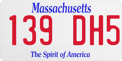 MA license plate 139DH5