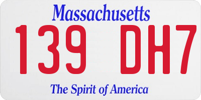 MA license plate 139DH7