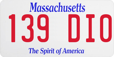 MA license plate 139DI0