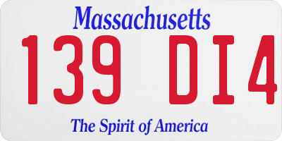 MA license plate 139DI4