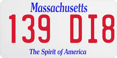 MA license plate 139DI8
