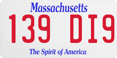 MA license plate 139DI9