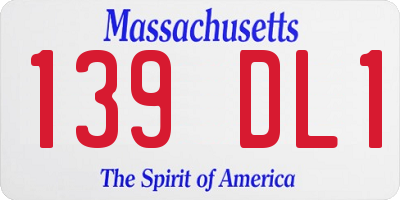 MA license plate 139DL1