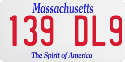 MA license plate 139DL9