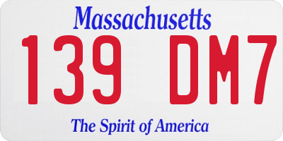 MA license plate 139DM7