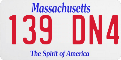 MA license plate 139DN4