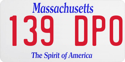 MA license plate 139DP0