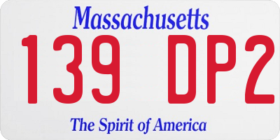 MA license plate 139DP2